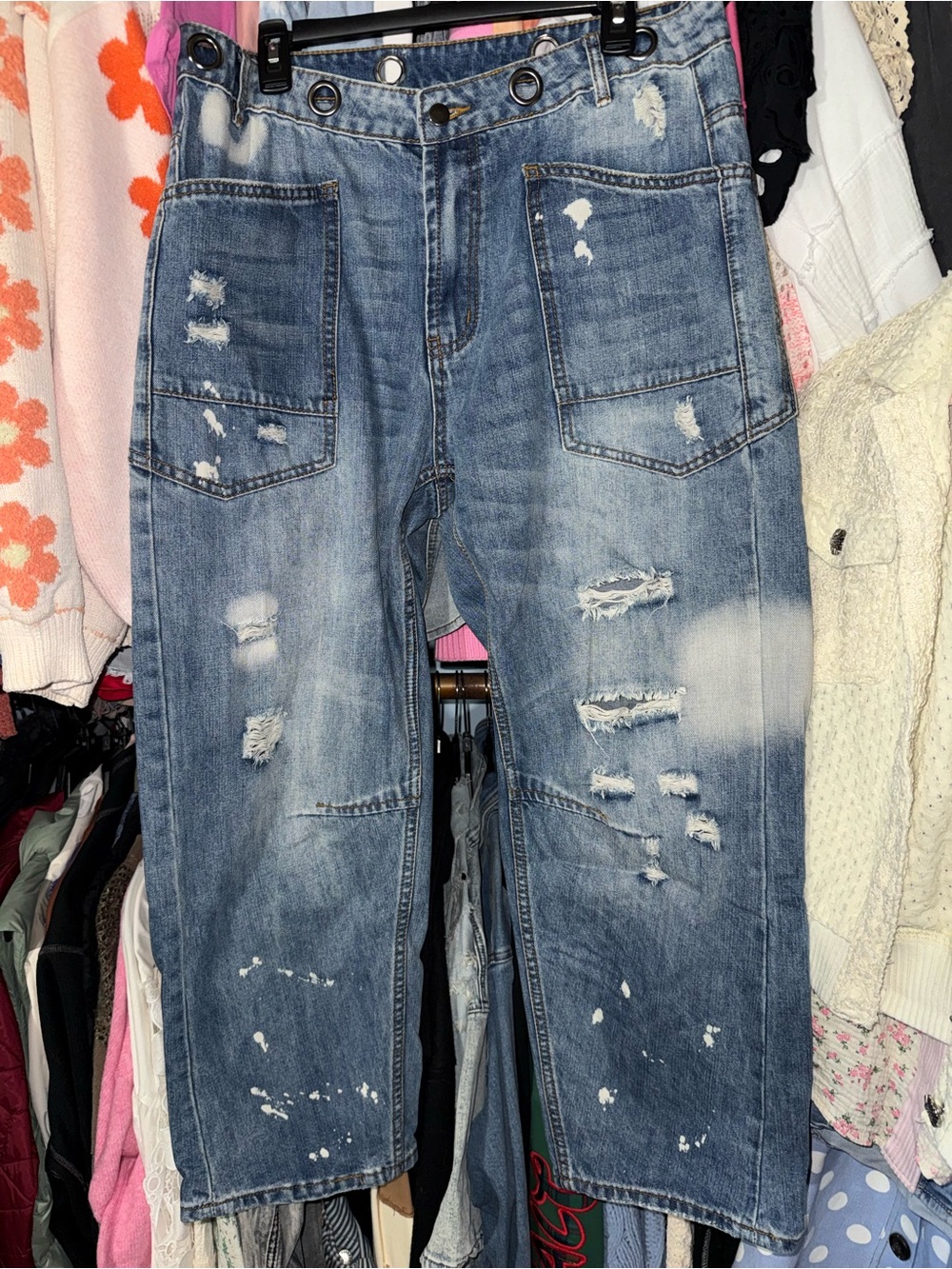 Oli & Hali Distressed Patch Pocket Jeans